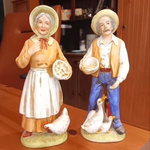 Homco Farmer and his Wife Figurines Vintage